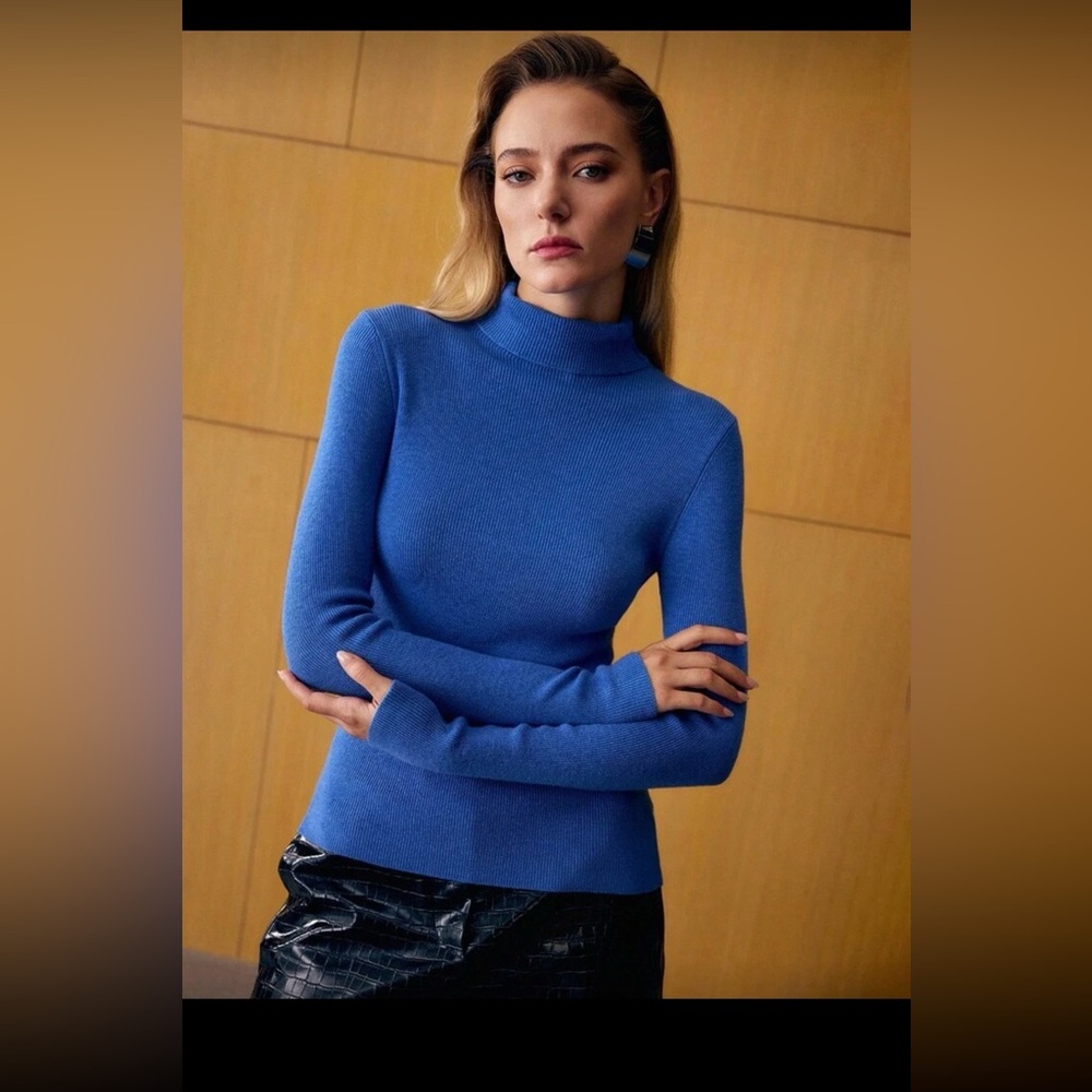MOTF Elegant Blue Turtleneck Sweater